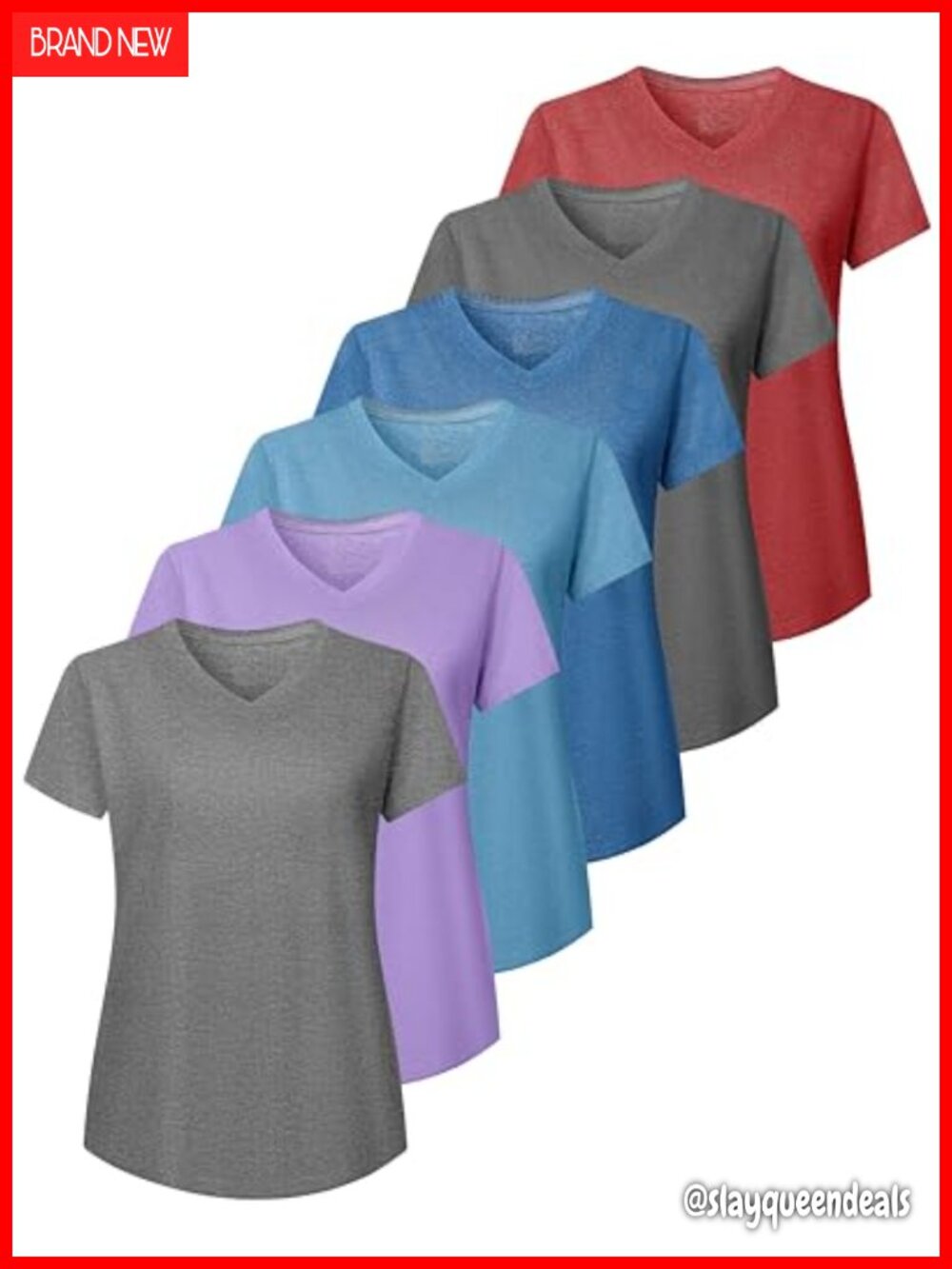 Women's 6 Pack Workout Tops Short Sleeve V-Neck Athletic T-Shirts UPF 50+ Quick